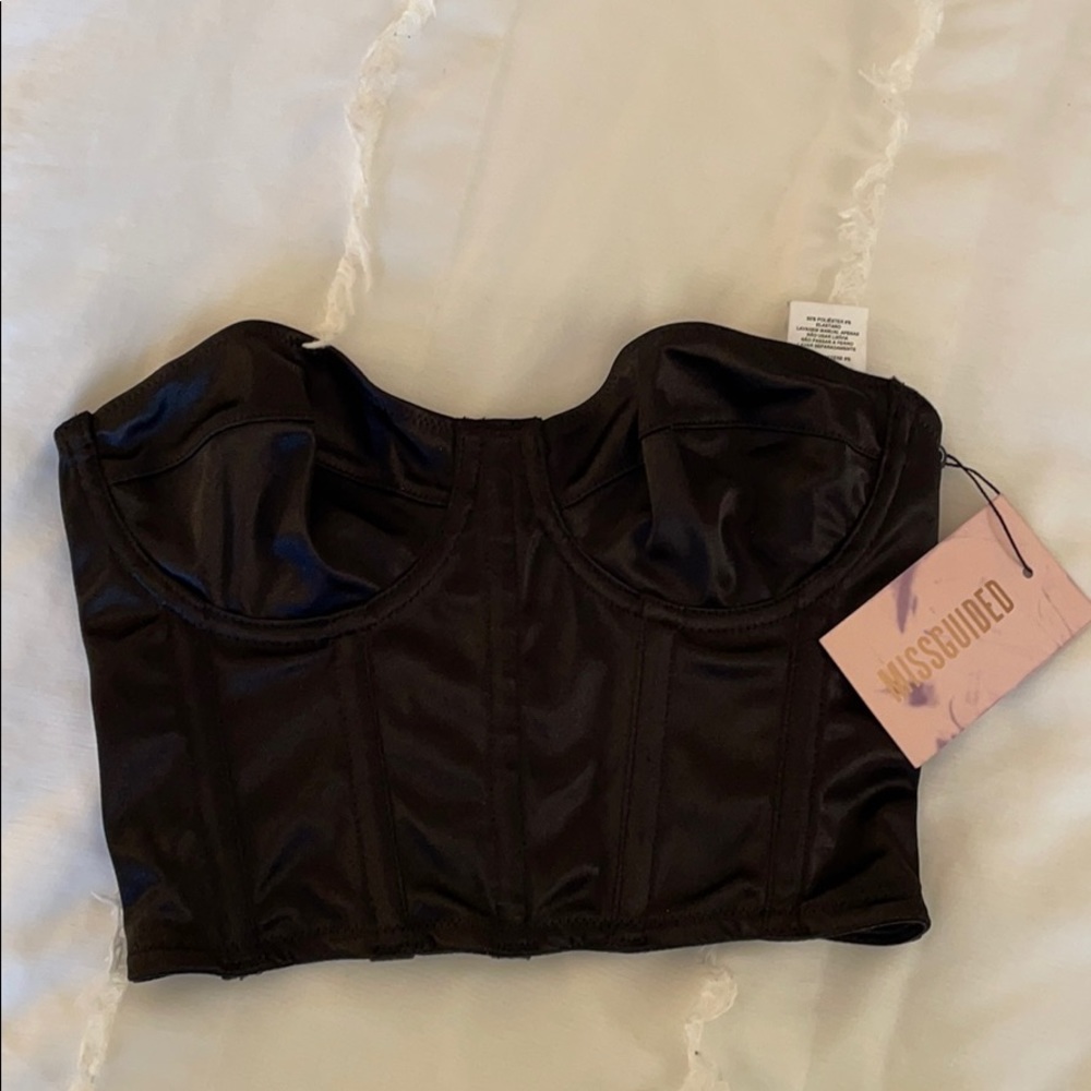 Missguided Black Satin Bustier